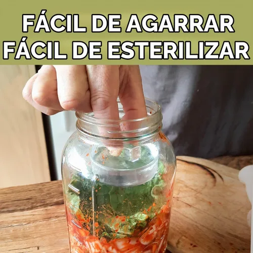 Vista 5 de Pesas de fermentación de vidrio para fermentación Asas de fácil elevación Juego de 4 pesos de pepinillo para frascos de boca ancha