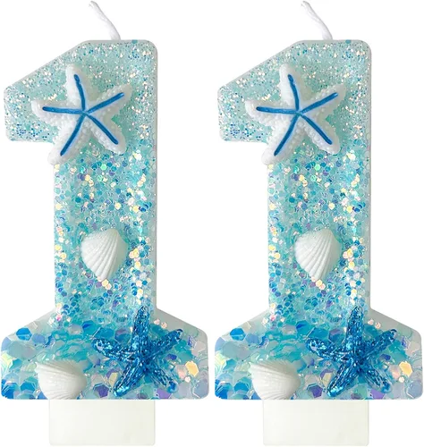 Vista 22 de Zlongron Vela número 1, velas de cumpleaños hechas a mano, decoración de pastel de cumpleaños de sirena es muy adecuada para cumpleaños, fiestas