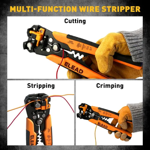 Vista 6 de Kit de herramientas de crimpado y pelado de virola de 1188 piezas, AWG 23-7 (0.25-10 mm²), pelacables automático con virolas de alambre, terminales
