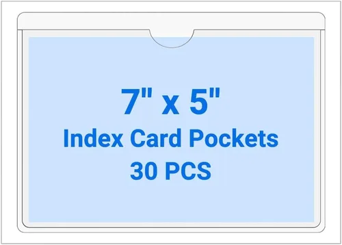 Vista 109 de 30 PCS Clear Self Adhesive Plastic Label Pockets, Top Loading Business & Library Index Card Holders, Peel and Stick Sleeves for Storage Bins, Totes