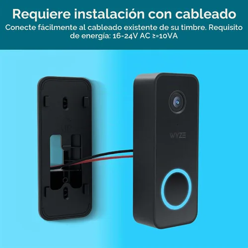Vista 16 de WYZE Cámara de timbre con cable v2 (se requiere cableado de timbre existente), timbre de video de seguridad 2K, visión nocturna a color, audio de 2