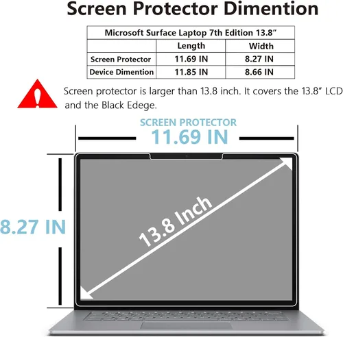 Vista 5 de Megoo - Protector de pantalla para laptop Microsoft Surface 8/7 de 13.8 pulgadas (2026/2024), película protectora de vidrio templado ArmorShield