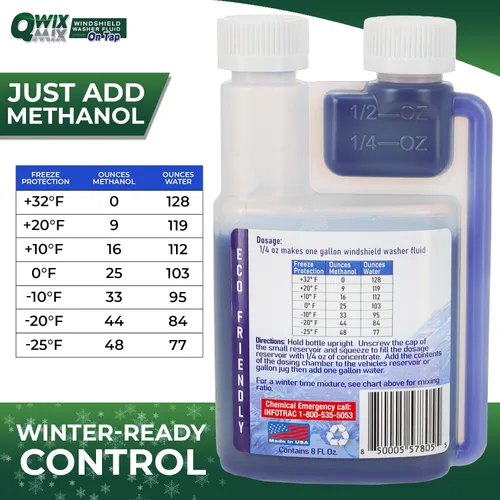 Vista 4 de Qwix Mix Rain Shield - Líquido concentrado para lavaparabrisas, 1 botella hace 32 galones, repele la lluvia