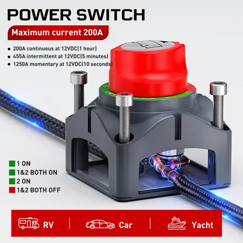 Vista 2 de Nilight - Interruptor de batería 1-2-Ambos-apagado, interruptores de corte maestro de desconexión de 12V-48V para lancha, automóvil, caravana 1