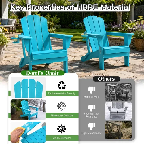 Vista 7 de Domi Folding Adirondack Chair with Cup Holder, Aruba