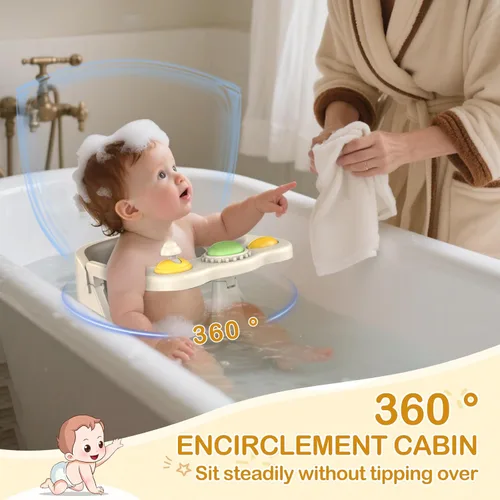 Vista 2 de Asiento de baño para bebés de 6 meses en adelante, asiento de baño antideslizante para bebé y recién nacido con ventosas, asiento seguro para bañera