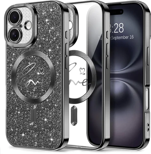 Vista 91 de Hython Funda para iPhone Air con purpurina, compatible con MagSafe Love Heart fundas magnéticas transparentes para teléfono para mujeres y niñas