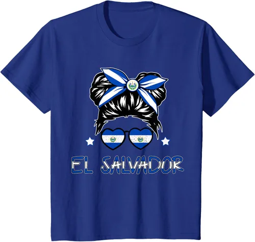 Vista 42 de Camiseta de El Salvador para Niñas Bandera Patrimonio Hispano Salvadoreño
