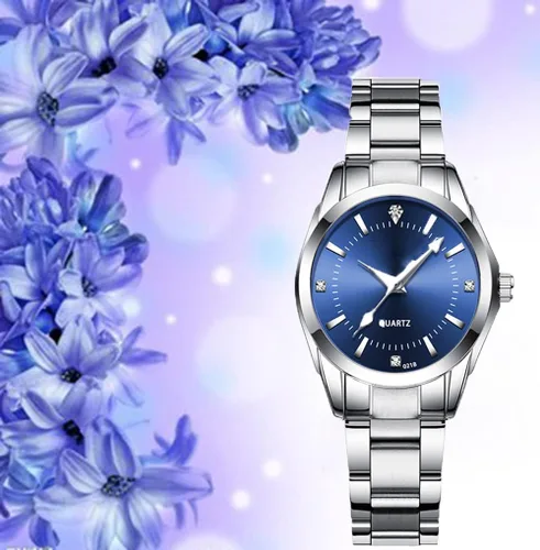 Vista 4 de Reloj analógico de cuarzo para mujer, clásico, plateado, de acero inoxidable, resistente al agua, reloj analógico