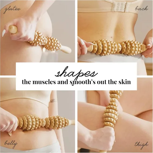 Vista 5 de Tuuli Accesorios - Rodillo de masaje ovalado de madera, rodillo corporal multifuncional para celulitis, tensión muscular y apoyo a la salud