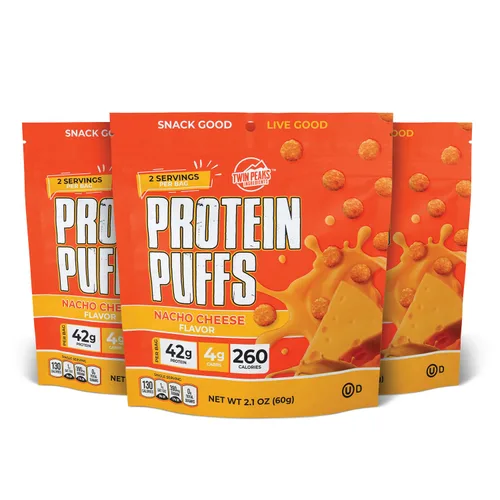 Vista 12 de Twin Peaks Inflados de Proteína - (Ajo Parmesano), Apto para Dieta Cetogénica, Refrigerio Bajo en Carbohidratos