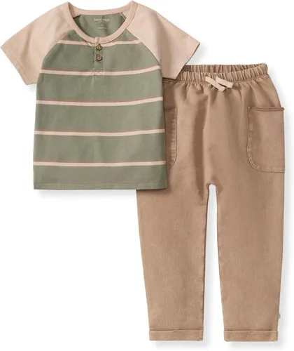 Vista 15 de Burt's Bees Baby conjunto de camisa y pantalón para bebé niño, conjunto de camiseta de manga larga y pantalón, 100% algodón orgánico Lavado de ácido