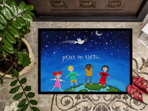 Vista 3 de Caroline's Treasures VHA3039MAT - Felpudo de la paz en la tierra de 18 x 27 pulgadas, para interiores y exteriores, para entrada, antideslizante