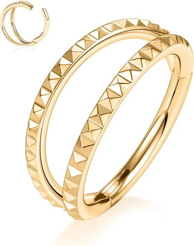 Vista 47 de Anillo Clicker de Acero Quirúrgico 316L para Tabique Nasal, Aro para Nariz, Aro Durmiente, Pendiente de Aro, Hélix, Rook, Conch, Cartílago, Daith