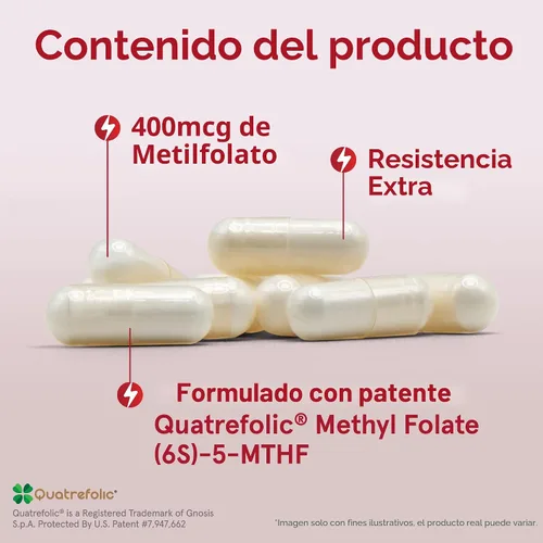 Vista 3 de Jarrow Formulas Folato de metilo extra fuerte 400 mcg, suplemento dietético para apoyo de salud cardiovascular y neurológica, 60 cápsulas vegetales