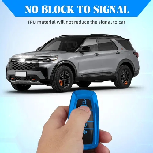 Vista 4 de QBUC para Ford Funda para llavero con llavero, Funda de TPU suave para llave de coche Compatible con Ford Fusion F150 F250 F350 F450 F550 Edge