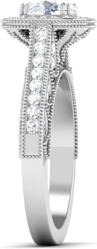 Vista 3 de CUSTOMIZE JEWELS Anillo de compromiso redondo de 4.40 quilates con certificación IGI con diamantes creados en laboratorio, con milgrain en oro rosa