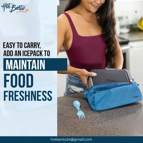 Vista 2 de Hot Bento Además con bolsa de mano aislada incluida, lonchera autocalentada y calentador de alimentos alimentado por batería, portátil, inalámbrico