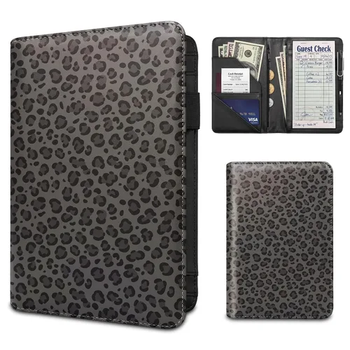 Vista 35 de Server Book for Waitress,Waiter Book with Zipper Pocket,PU Leather Waitstaff Organizer Wallet with 7 Pockets,Guest Check & Money Holder,Fits Server