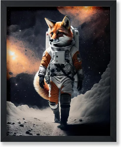Vista 12 de Poster Master Póster vintage de animales – Impresión retro divertida – Regalo para artista, amigo – Oso Grizzly en traje espacial, astronauta, luna