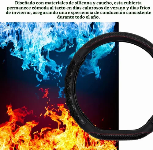 Vista 5 de DXNQ Funda para volante de automóvil, 15 pulgadas, diseño de panal 3D, protector de volante de automóvil con agarre cómodo, transpirable Negro