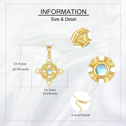 Vista 3 de ELFRONT Collar de nudo celta de oro de 14 quilates para mujer, collar con dije de nudo celta, joyería de regalo para ella, Metal, no conocido