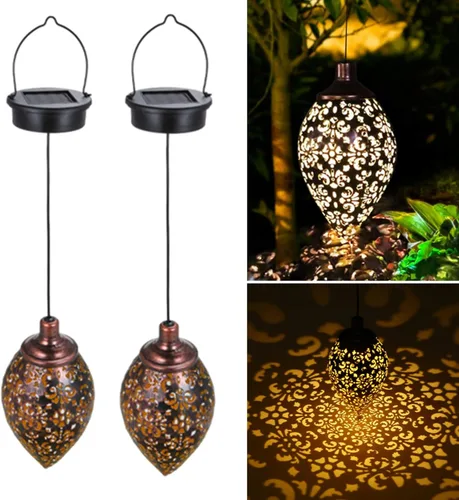 Vista 8 de Luces solares colgantes Tomshine linterna solar LED jardín luces lámpara de metal impermeable para decoración al aire libre