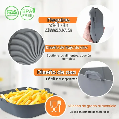 Vista 4 de Paquete de 3 forros de silicona para freidora de aire para COSORI, CHEFMAN
