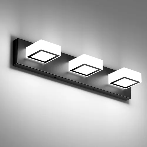 Vista 53 de Ralbay - Luz LED negra para tocador de baño, moderna, atenuable con 5 temperaturas de color, accesorios de iluminación de pared de acrílico negro