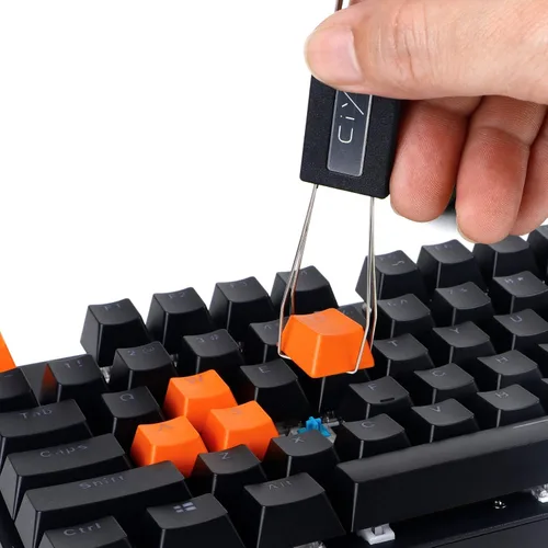 Vista 2 de Herramienta de extracción de teclas de acero inoxidable con 2 cepillos de limpieza de teclado para teclado mecánico