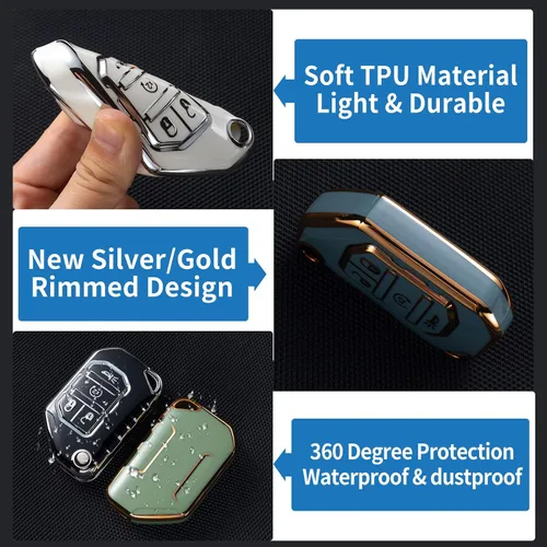 Vista 4 de Compatible con funda para llavero Jeep con cordón de cuero, funda de protección para llave de automóvil para Jeep 2020 2021 Gladiator JT Sahara JLU