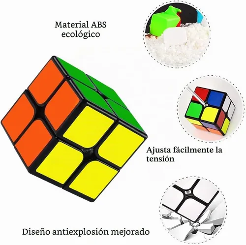 Vista 4 de Cubo de velocidad 2x2, rompecabezas clásicos de cubo 2x2 de juguete (negro)