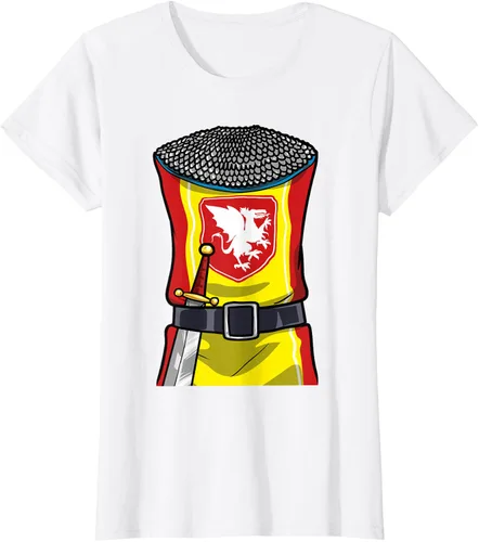 Vista 18 de Disfraz medieval de caballero de Halloween, camiseta para niños con espada de armadura, Negro, S