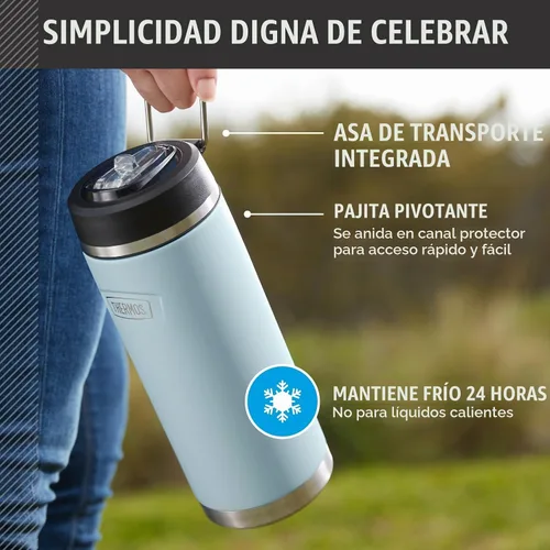 Vista 3 de THERMOS ICON SERIES, botella de agua de acero inoxidable con tapa de pajilla, 32 onzas, Glacier