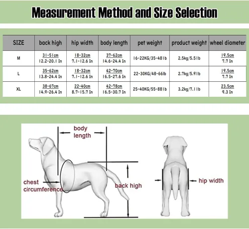 Vista 3 de Wheels - Silla de ruedas para perro, silla de ruedas para patas traseras, carrito ajustable para perro, sillas de ruedas para mascotas/perros