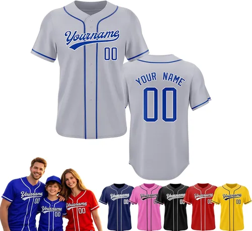 Vista 24 de Camiseta de béisbol personalizada, nombre del equipo, número de equipo, logotipo, camisetas impresas cosidas, uniformes deportivos, regalos
