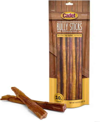 Vista 12 de Cadet Bully Sticks para perros grandes, pizza de carne de res totalmente natural, masticables de larga duración sin cuero crudo para masticadores