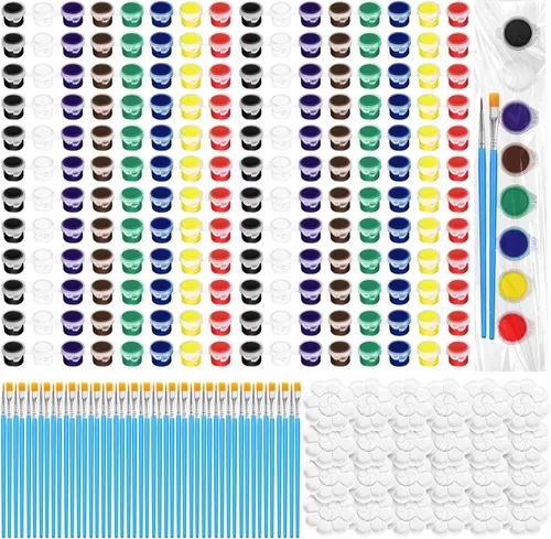 Vista 8 de Fulmoon - Juego de 48 piezas/12 mini pintura para niños, kit de pintura lavable de 12 colores para el regreso a clases, kit de pintura lavable