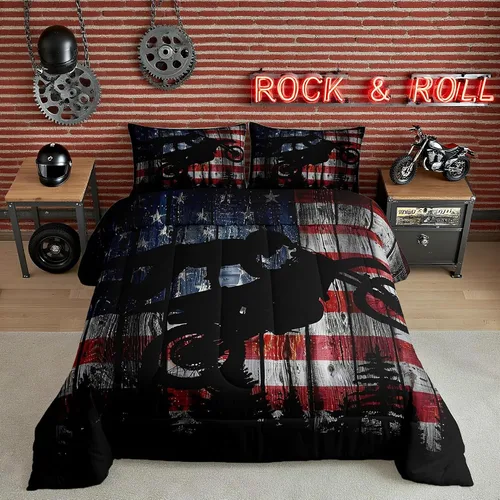 Vista 29 de Juego de ropa de cama Happy Camping de Homewish, tamaño individual, con diseño de osos cazadores y pinos, para niños, hombres, adultos, decoración