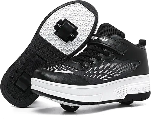 Vista 14 de Wooowyet - Zapatos con ruedas recargables para patinar para niños, unisex, con luces LED, moda