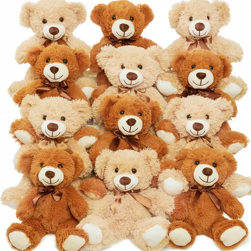 Vista 9 de Paquete de 5 osos de peluche a granel, juguetes de peluche, regalo para niños y novias, osos de peluche de 13.5 pulgadas para Navidad, San Valentín