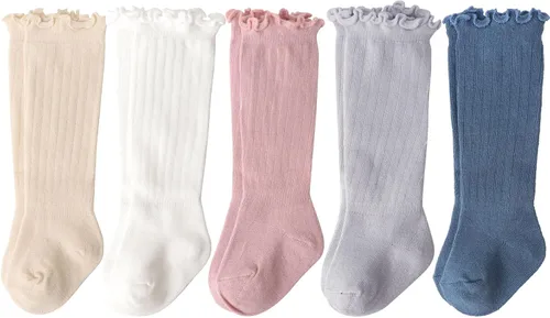 Vista 22 de DRESHOW BQUBO - Calcetines de punto para bebé, calcetines de algodón para niñas pequeñas
