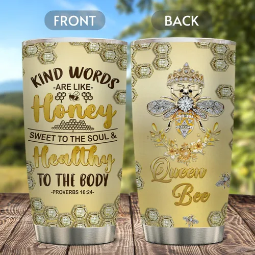 Vista 4 de winorax Vaso de abeja, regalos para mujeres y niñas, vasos de abejas reina, estilo de dibujo, vasos de acero inoxidable, taza de viaje para café, 20