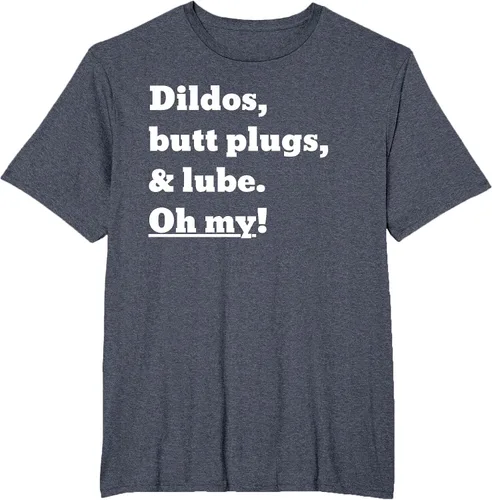 Vista 3 de Consoladores, tapones para los glúteos y lubricante. Camiseta Oh My! Azul bebé