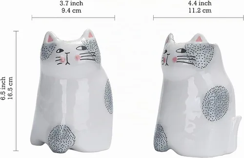 Vista 2 de Bico Gato de Dibujos Animados - Portautensilios de cerámica pintada a mano, apto para lavavajillas