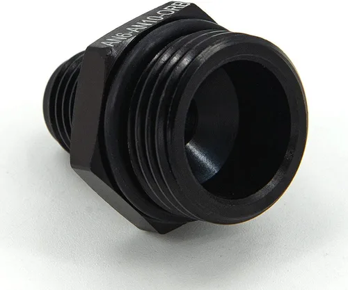 Vista 6 de 10AN Flare to 6AN ORB Macho O-ring Boss Bomba de combustible Rail Adaptador de riel de aluminio negro 2 unids