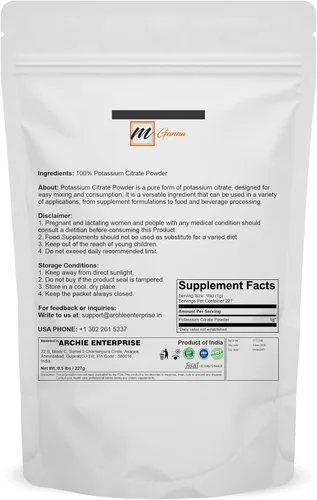 Vista 2 de Citrato de potasio en polvo - 227 g / 0.5 lbs - Grado alimenticio