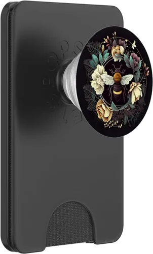 Vista 7 de Abeja Flowers Boho Black PopSockets intercambiables PopGrip