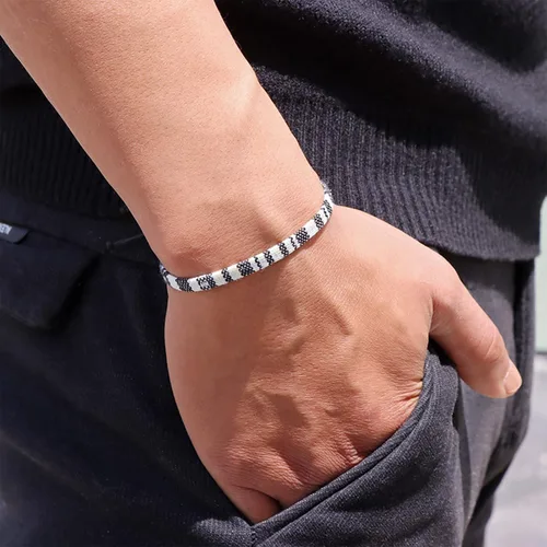 Vista 3 de Pulsera de playa de eslabones para hombres y mujeres, pulseras para hombres, pulseras bohemias hechas a mano, pulseras envolventes de joyería