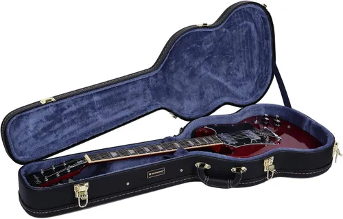 Vista 39 de Crossrock Estuche de madera para guitarra clásica de tamaño completo 4/4, diseño superior arqueado, interior de felpa, pestillos de metal Negro